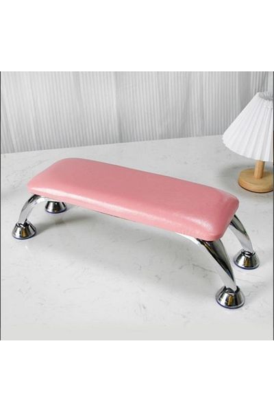 mirenza cosmetic Genuine Leather Manicure Pedicure Table with Chrome Legs - Professional Nail Care and Hand Support Stand