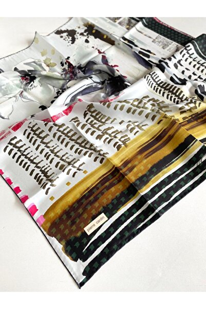 Pierre Cardin Tivil İpek Eşarp 8799438-972-48734 Yeşil Karışık Desen