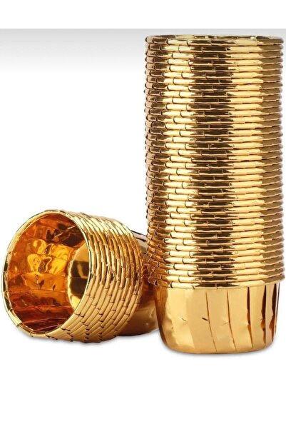 Snow Homs Gold Gold Yellow Shiny Metallized 12-Piece Bakery-Powered Muffin Cupcake Cake Mold Container Capsule