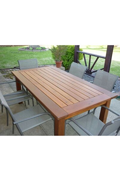 HİKİOE 6 KİŞİLİK CEVİZ MASİF AHŞAP MUTFAK/TERAS/BAHÇE MASASI