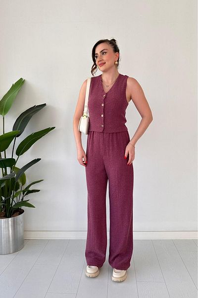 MaziButik Vest Seersucker Suit Dusty Rose