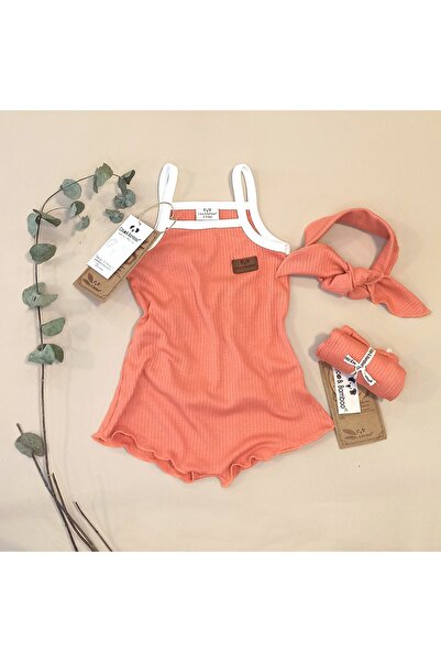 TATLİŞ BEBE Havana Modal Turuncu Kız Çocuk Tulum Takımı - 2 Parça (Tulum + Ba...