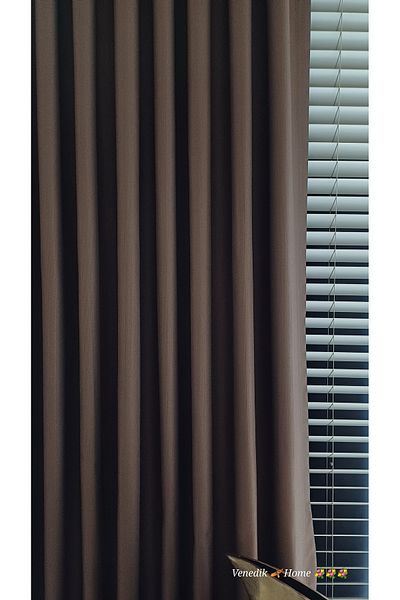 venedik home Brown Linen Background Curtain No Pleats Extrafor Drawstring Custom Made