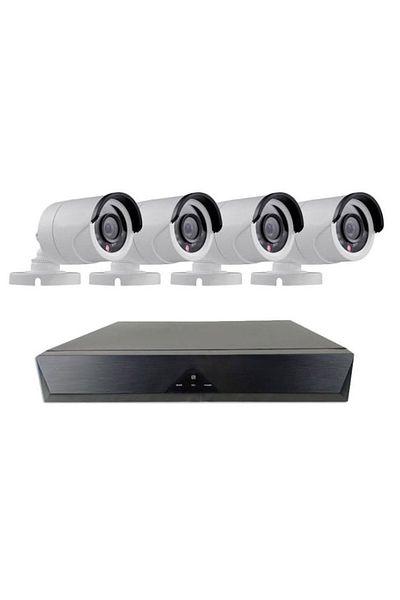 divendi-ro Surveillance kit with DVR recorder and 4 AHD wired CCTV AHD cameras, IP66, HD, 720P, IR, white