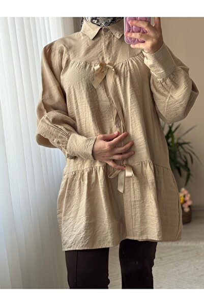 Mina Terzi&Butik Ruffle Tunic/Shirt with Ribbon Detail