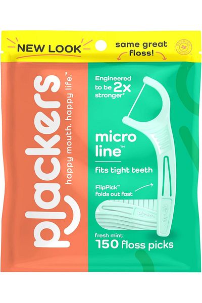 Plackers Micro Mint Dental Flossers, Fresh Mint Flavor, Fold-Out Toothpick, Super Tuffloss, Easy Sto