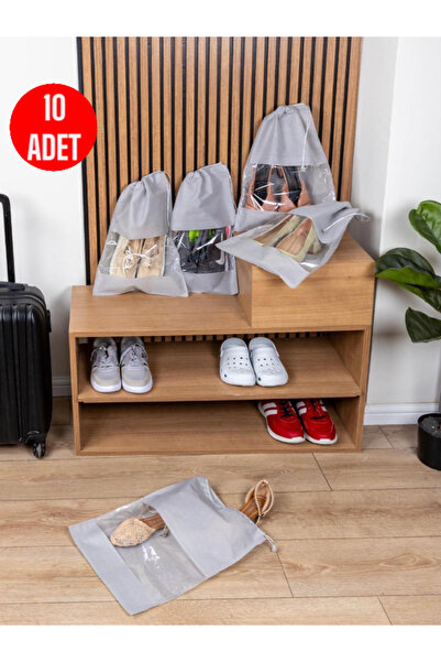 CocoVia ( 10 ADET ) Pencereli Ayakkabı Saklama Bezi Ayakkabı Taşıma ve Saklam...