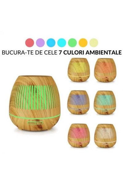 divendi-ro Aromatherapy diffuser humidifier with essential oils 400ml, 7 colors LED, timer, wood color