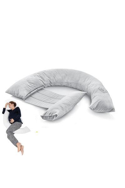 SAVA HOME COLLECTİON Μαξιλάρι εγκυμοσύνης και θηλασμού BabyJem με στήριγμα πλάτης 198 γκρι