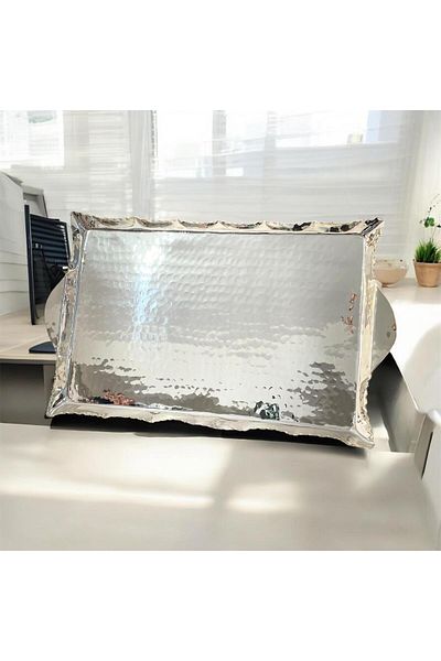 partridge store Silver Plated Rectangular Tray with Legs 50 cm