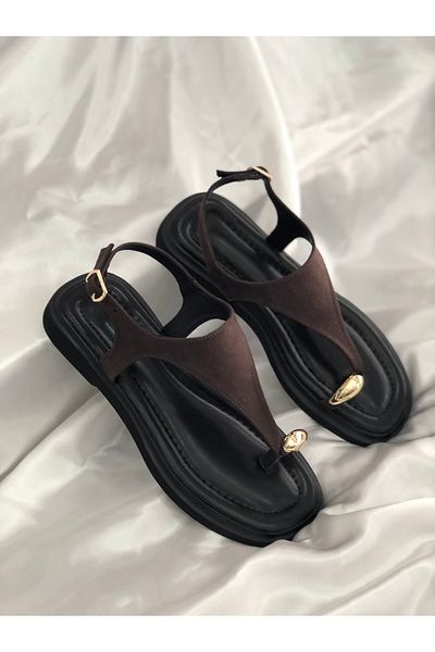 Hg Ayakkabı Wawa Nubuck Brown Women's 2 cm Sandals