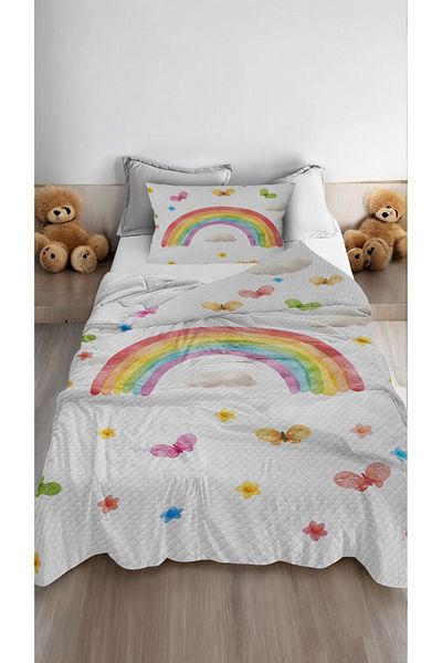 Bebişim Halı Rainbow Butterfly Single Child Pique Pillow with Case