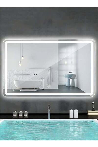 Taimi 90x70cm LED Rectangular Mirror with Touch Control, Front and Back Light, for Bathroom and Makeup