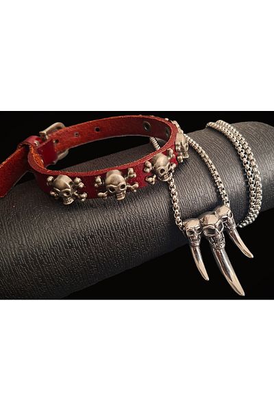 voyageaccessory Double Product Deal Skull Bracelet Skull Necklace