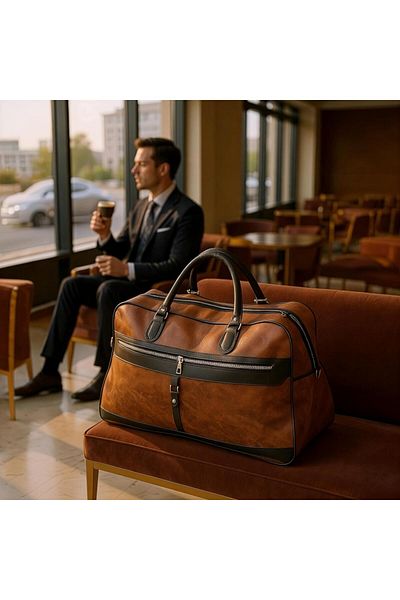 ZAAPPY Premium Pu Leather Duffel Bag[5-7kg] Spacious Stylish Travel Tote, Durable Handheld Carry-on Baggage