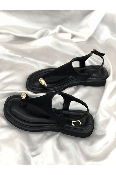 Hg Ayakkabı Wawa Nubuck Black Women's 2 cm Sandals
