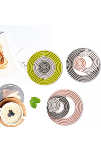 omilife Silicone Trivet Round Heat Resistant Pot Mat Practical Kitchen Apparatus with Non-Slip Structure