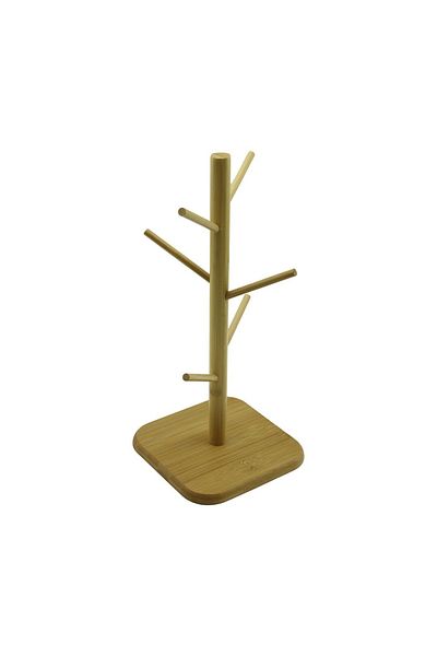 Findit 6 Handle Wooden Bamboo Organizer Hanger Cup - Mug Cup Square Base=16Cm H=34.5Cm (2818)