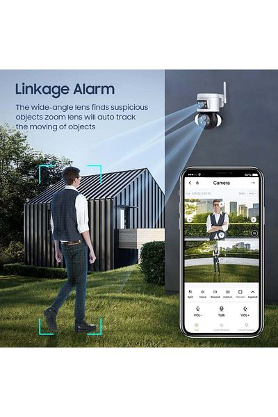 divendi-ro 4K HD Surveillance Camera SX921, 10X Zoom, 4MP, Motion Sensor, IP65, black and white