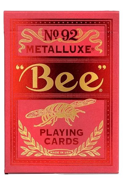 Mu Art Ahşap Metalluxe Playing Cards - Red Foil Diamond Patterned Back