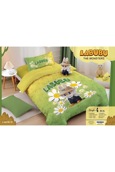 LABUBU Kids Comforter Set - 4 Piece Cartoon Bedding | Soft, Hypoallergenic, Fade Resistant