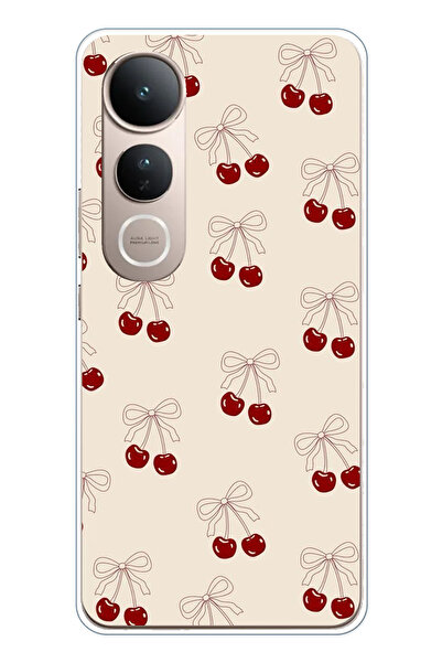 TechTree حافظة سيليكون شفافة متوافقة مع Vivo V50 Lite مع فيونكة كرز