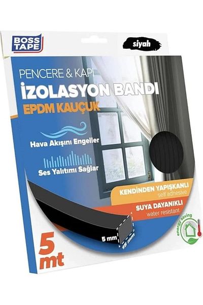DERİK Epdm Rubber Window Door Insulation Tape Black 5Mmx15Mmx5Mt