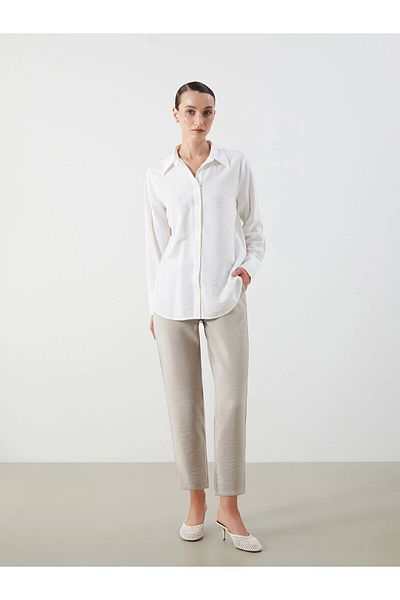 LC Waikiki Lcwaikiki Classic Beige Elastic Waist Carrot Cut Women's Trousers