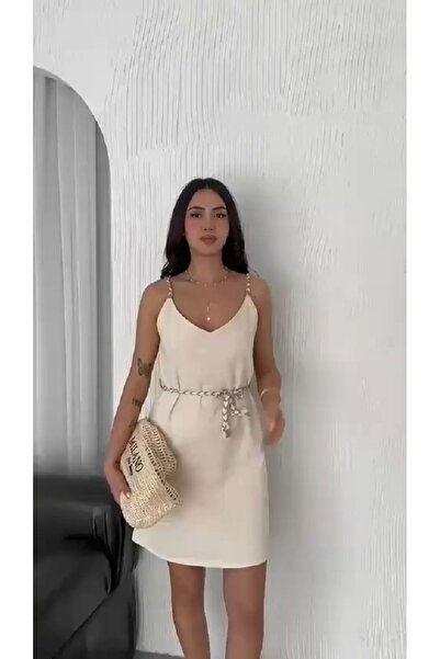 Noa&Noa İp Askılı Kuşaklı Keten Elbise
