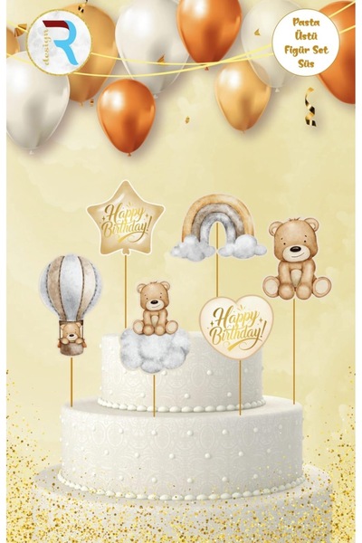 MFM تزيين علوي للكيك على شكل دمية دب 6 قطع