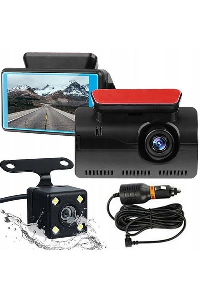 Welora Dual Car Camera, Full HD + Marsarier, 140 degree angle and motion detector - Black