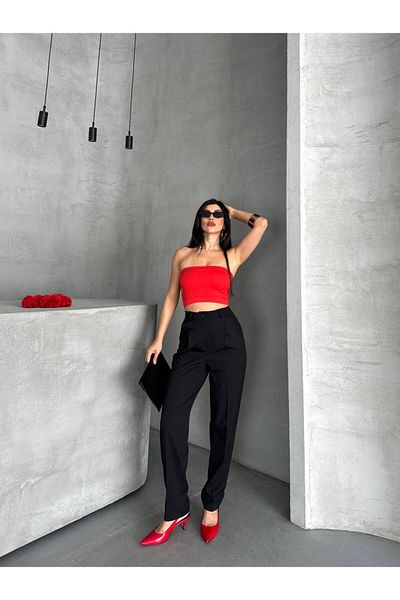 LOBOLIC Pantaloni din țesătură cu talie înaltă – Casual și Office Chic