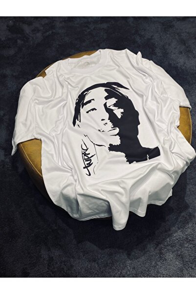 Spark Collection Tupac Silhouette 100% βαμβακερό μπλουζάκι με λαιμόκοψη με λαιμόκοψη