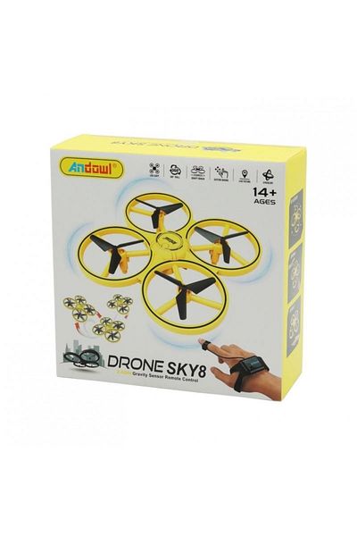 divendi-ro Sky8 drone, gesture control and LED flashing lights - Yellow