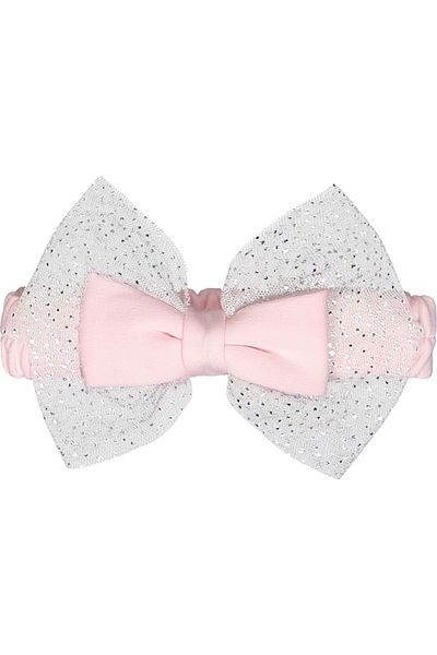 Babexi Combed Silvery Bow Hair Band Pink