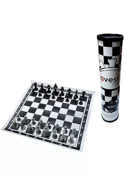 STOREMAX Chess Set, Roll, Portable Plastic International Chess Black & White Rst-10
