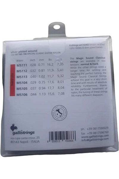 GALLİ Galli Ms-100 Κλασική Κιθάρα Σκληρή Τάση, Galli Strings Wire