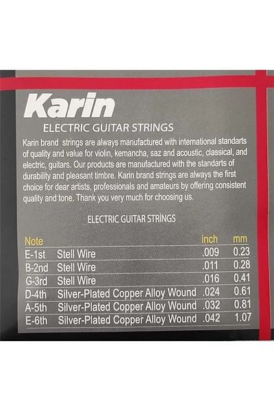 Karin K506 - سلك جيتار كهربائي - مجموعة Te 09-42