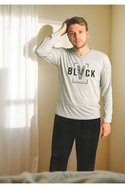 BEYAZTOPTAN 100% Cotton Quality Men's Long Sleeve Pajama Set