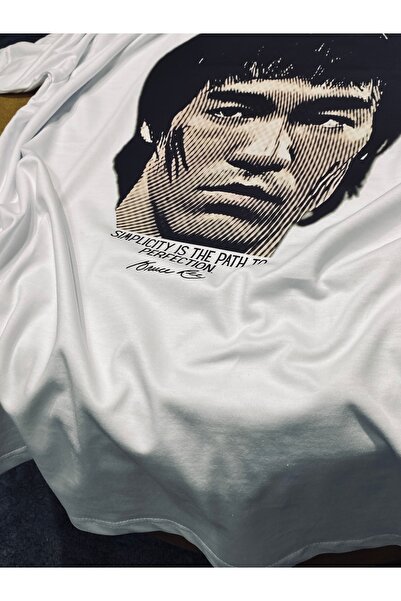 Spark Collection Bruce Lee Silhouette 100% βαμβακερό μπλουζάκι με λαιμόκοψη με λαιμόκοψη