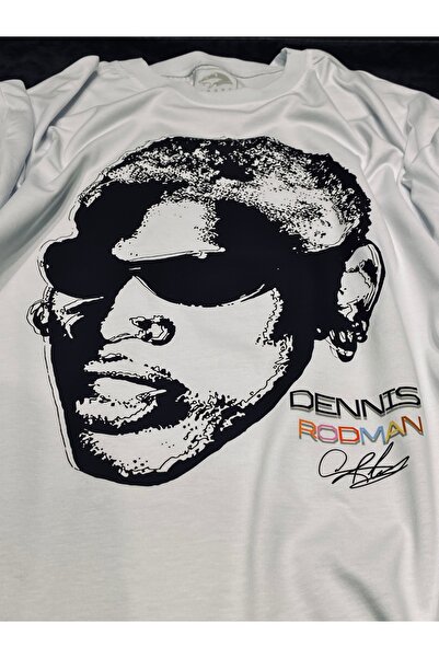 Spark Collection Dennis Rodman Silhouette 100% Cotton Relax Fit Crew Neck White Tshirt