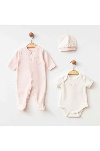 ESLENZA Rabbit Jumpsuit Body Hat Set Pink