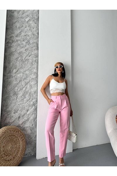 LOBOLIC Pantaloni din țesătură cu talie înaltă – Casual și Office Chic