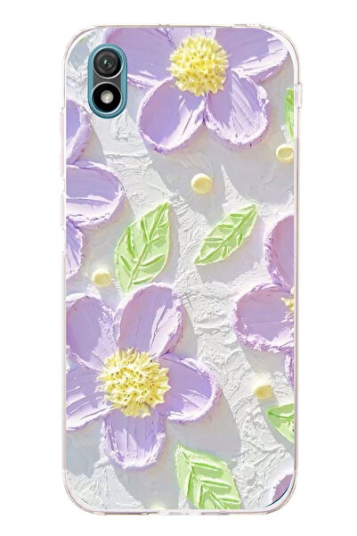 TechTree Huawei Y5 2019 - Honor 8S Uyumlu Mor Papatyalar Sulu Boya Şeffaf Sil...