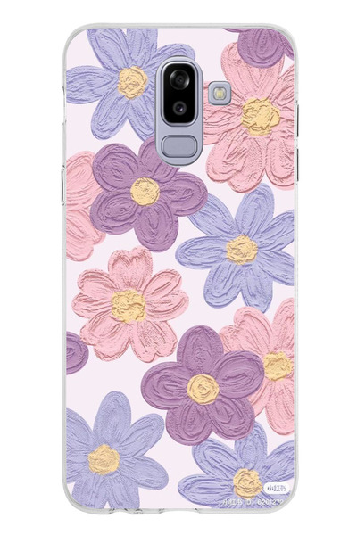 TechTree Samsung Galaxy J8 - A6 PLUS Uyumlu Renkli Papatyalar Sulu Boya Şeffa...