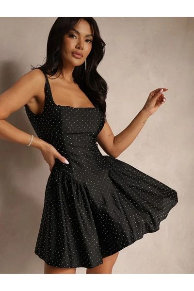 Pretty Rochie de vara cu funda volane si strasuri