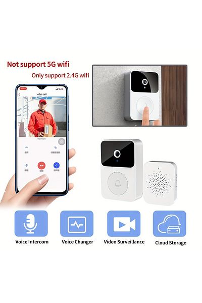 divendi-ro Wireless smart doorbell, 30m range, Wi-Fi 2.4G, with camera, voice change, cloud image storage