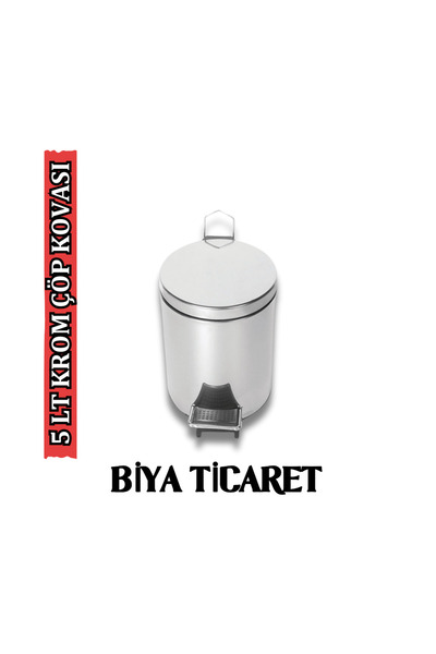 BİYA 5 Litre Krom Pedallı Çöp Kovası
