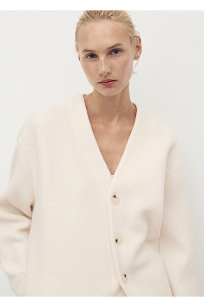 MANGO Woman Cardigan cu nasturi din bumbac și lână