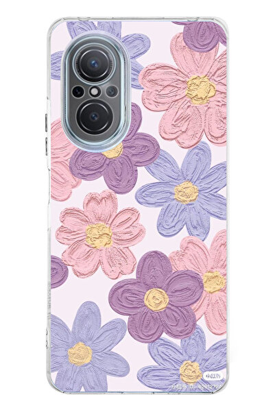 TechTree Huawei Nova 9 Se Uyumlu Renkli Papatyalar Sulu Boya Şeffaf Silikon K...